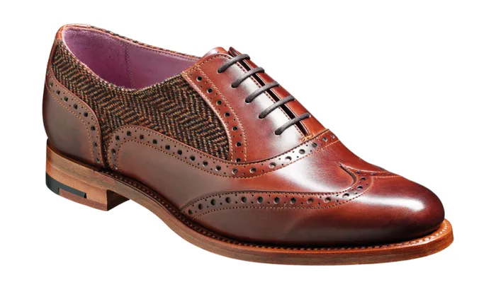 Freya 8211 Walnut Calf Brown Tweed Womens Barker Shoes Brogues