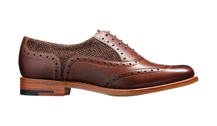 Freya 8211 Walnut Calf Brown Tweed Womens Barker Shoes Brogues