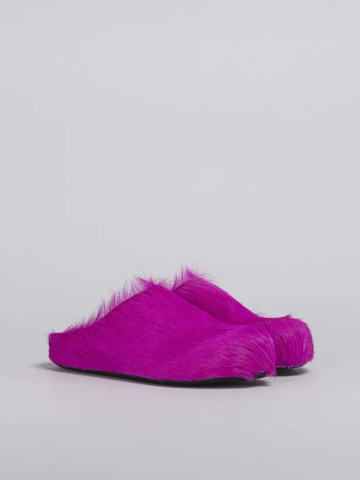 Fuchsia Longhair Calfskin Fussbett Sabot Men Marni Fussbett Sabot