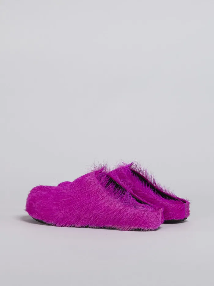 Fuchsia Longhair Calfskin Fussbett Sabot Men Marni Fussbett Sabot