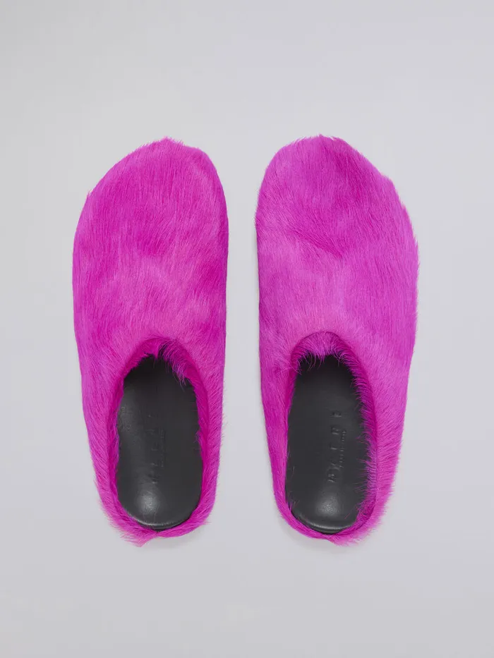 Fuchsia Longhair Calfskin Fussbett Sabot Men Marni Fussbett Sabot