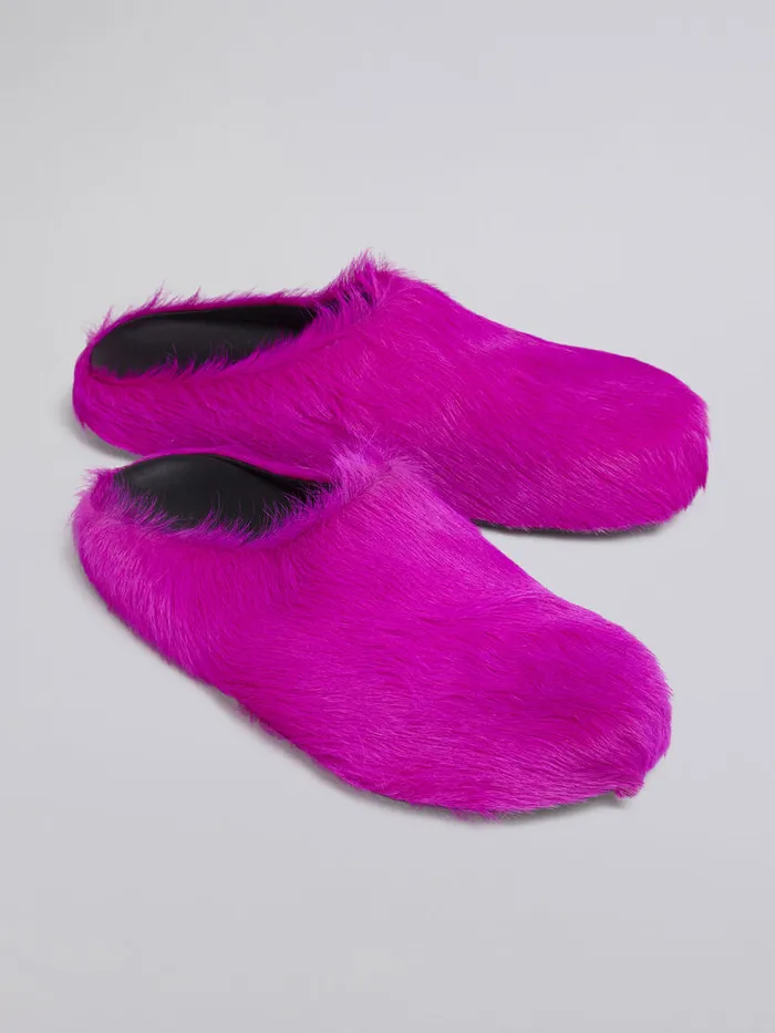 Fuchsia Longhair Calfskin Fussbett Sabot Men Marni Fussbett Sabot