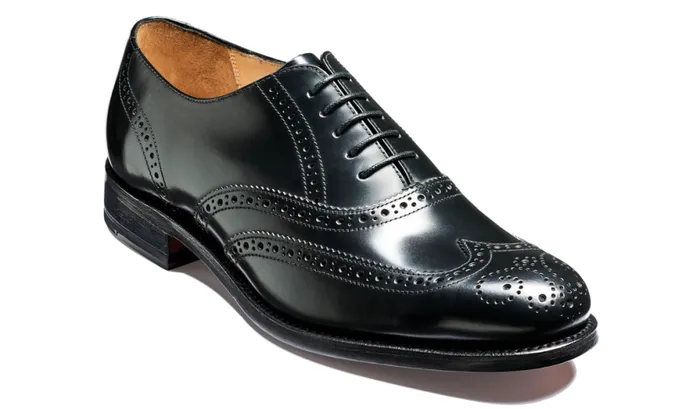Glasgow 8211 Black HiShine Mens Barker Shoes Brogues