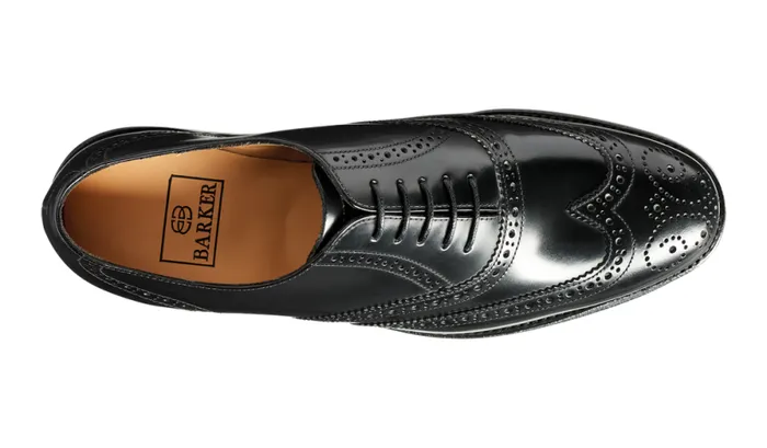 Glasgow 8211 Black HiShine Mens Barker Shoes Brogues