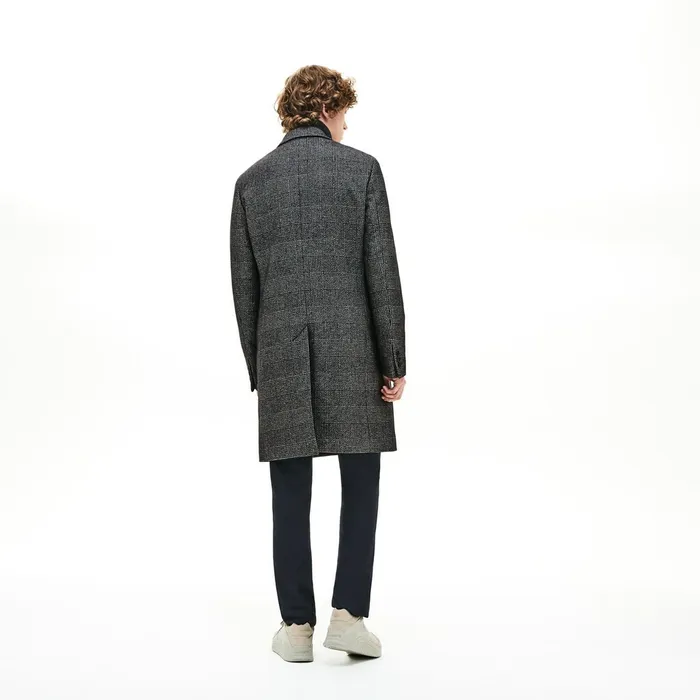 Glen Plaid Wool Blend Chesterfield Coat WhiteBlack Mens Lacoste Jackets and Coats Popular