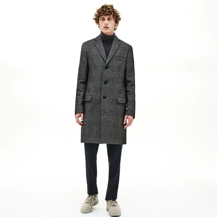 Glen Plaid Wool Blend Chesterfield Coat WhiteBlack Mens Lacoste Jackets and Coats Popular