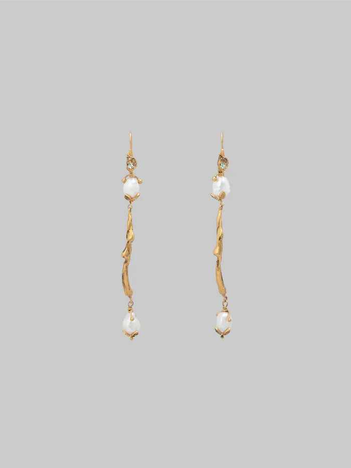 Gold Dangle Earrings With River Pearls Women Marni Earrings