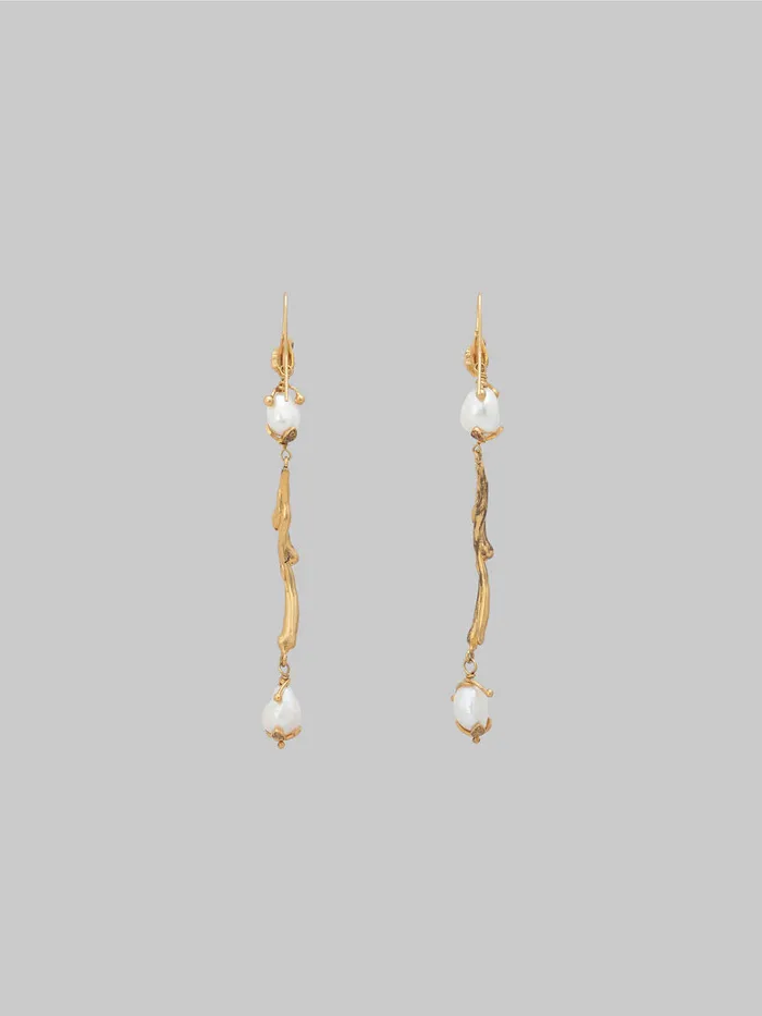 Gold Dangle Earrings With River Pearls Women Marni Earrings