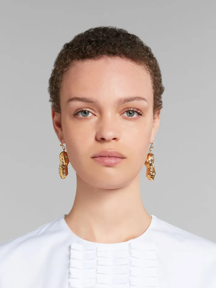 Gold Peanut Drop Earrings Women Marni Earrings