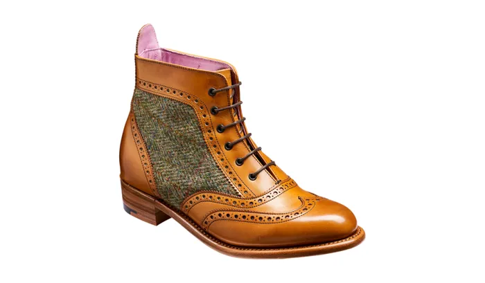 Grace 8211 Cedar Calf Green Tweed Womens Barker Shoes Brogues