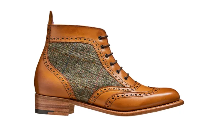 Grace 8211 Cedar Calf Green Tweed Womens Barker Shoes Brogues