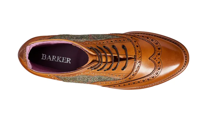 Grace 8211 Cedar Calf Green Tweed Womens Barker Shoes Brogues