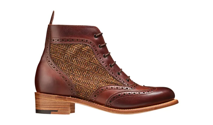 Grace 8211 Walnut Calf Brown Tweed Womens Barker Shoes Brogues
