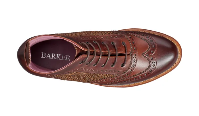 Grace 8211 Walnut Calf Brown Tweed Womens Barker Shoes Brogues