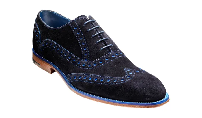 Grant 8211 Navy Blue Suede Mens Barker Shoes Brogues