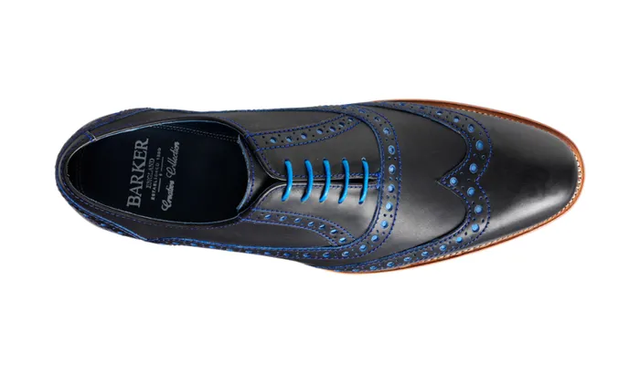 Grant 8211 Navy Classic Blue Calf Mens Barker Shoes Brogues
