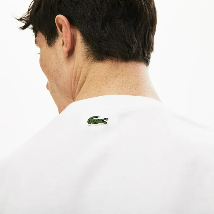Graphic Print Regular Fit Cotton Tshirt White Mens Lacoste TShirts On Sale
