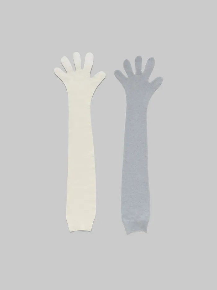 Gray And White Wool And Cashmere Long Gloves Men Marni Other Accessories