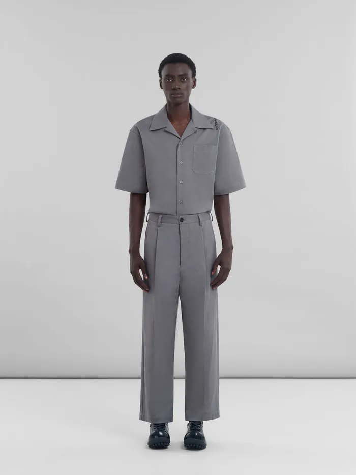 Gray Gabardine Classic Trousers Men Marni Pants