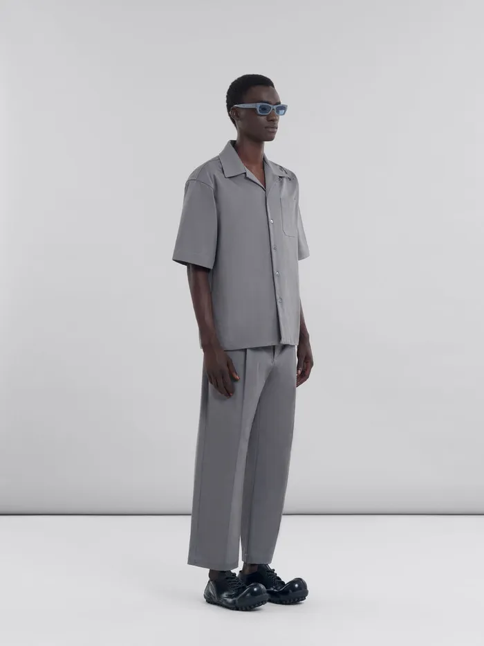 Gray Gabardine Classic Trousers Men Marni Pants