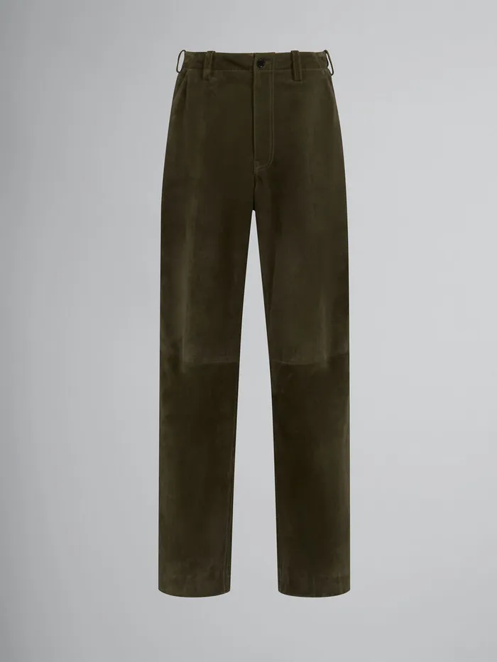Green Compact Suede Trousers Men Marni Pants