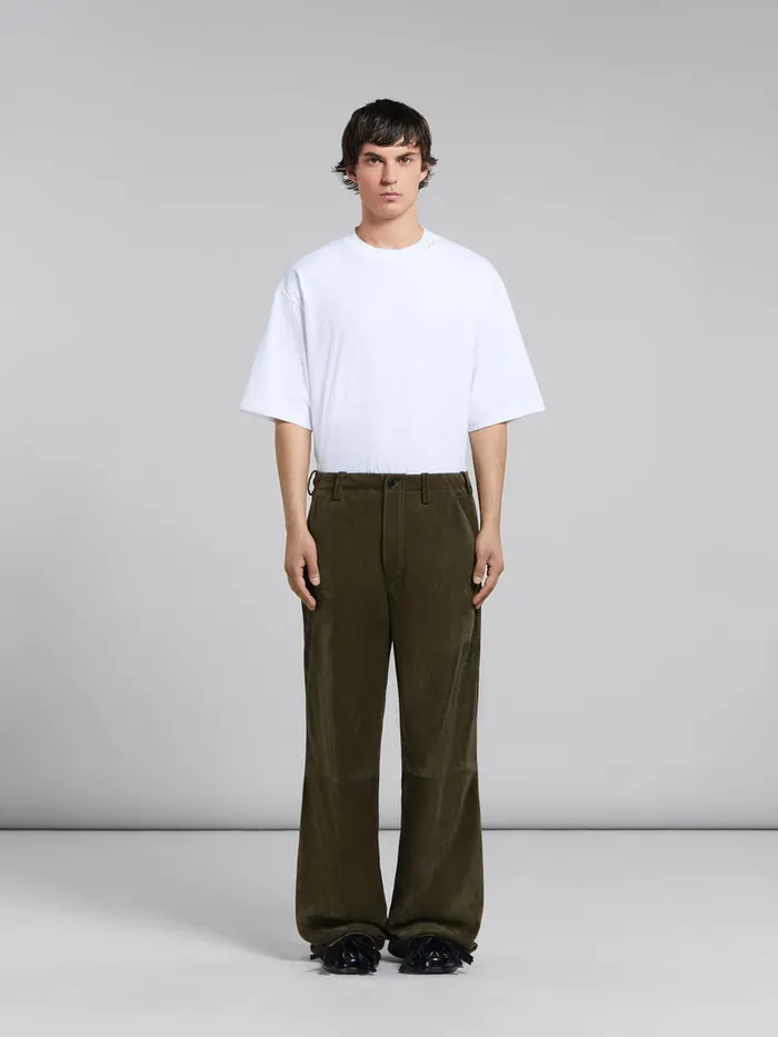 Green Compact Suede Trousers Men Marni Pants