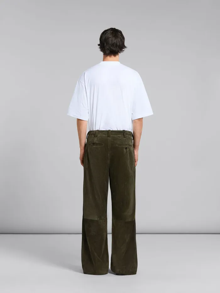 Green Compact Suede Trousers Men Marni Pants