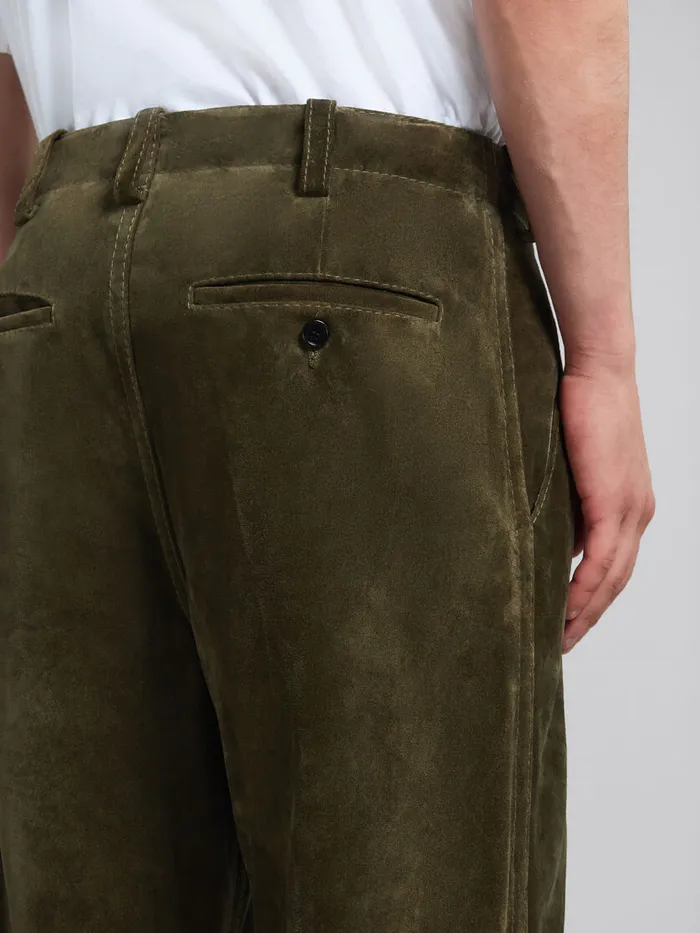 Green Compact Suede Trousers Men Marni Pants