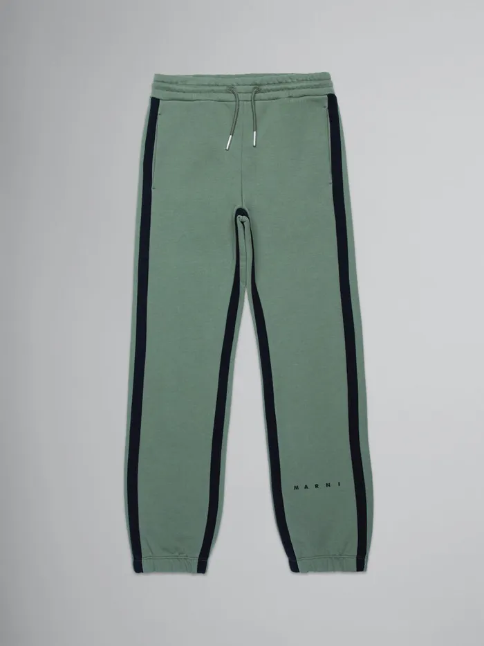 Green Fleece Jogger Trousers With Stripes Kids Marni