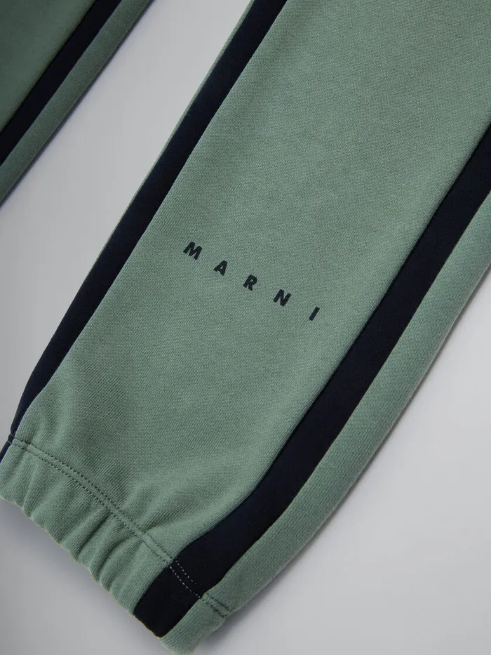 Green Fleece Jogger Trousers With Stripes Kids Marni