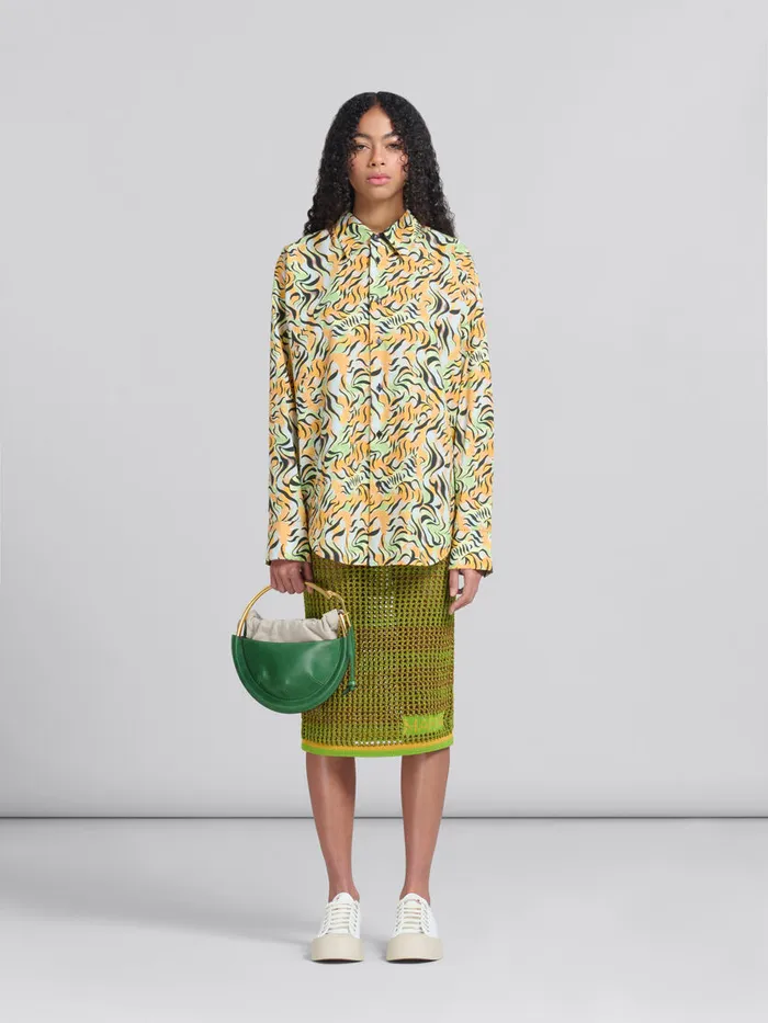 Green Leather Small Tunnel Hobo Bag Women Marni Handbags