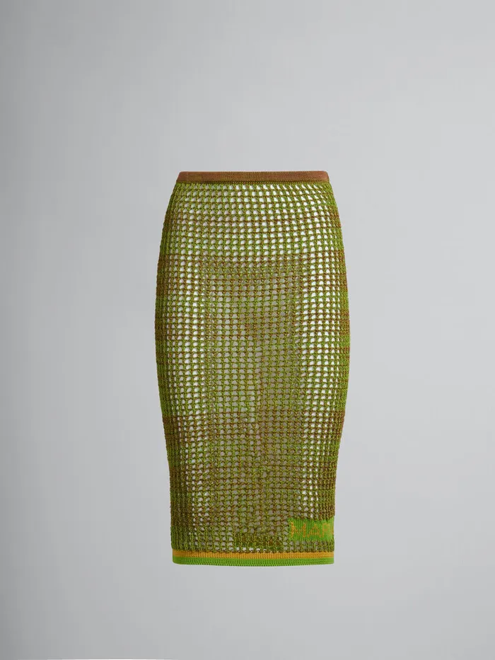 Green Organic Cotton Net Midi Skirt Women Marni Skirts