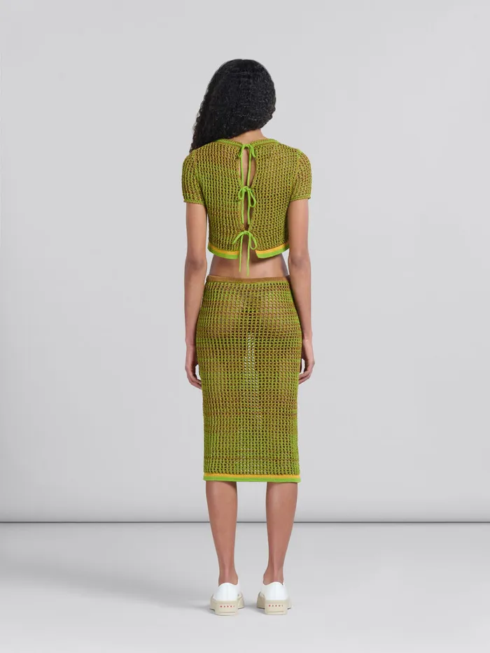 Green Organic Cotton Net Midi Skirt Women Marni Skirts