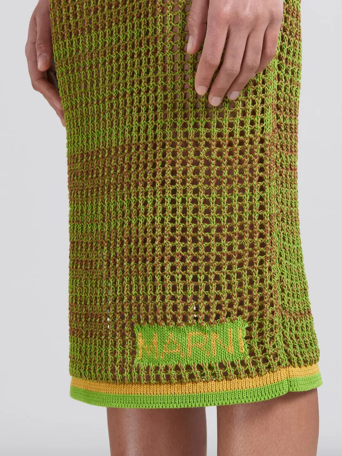 Green Organic Cotton Net Midi Skirt Women Marni Skirts