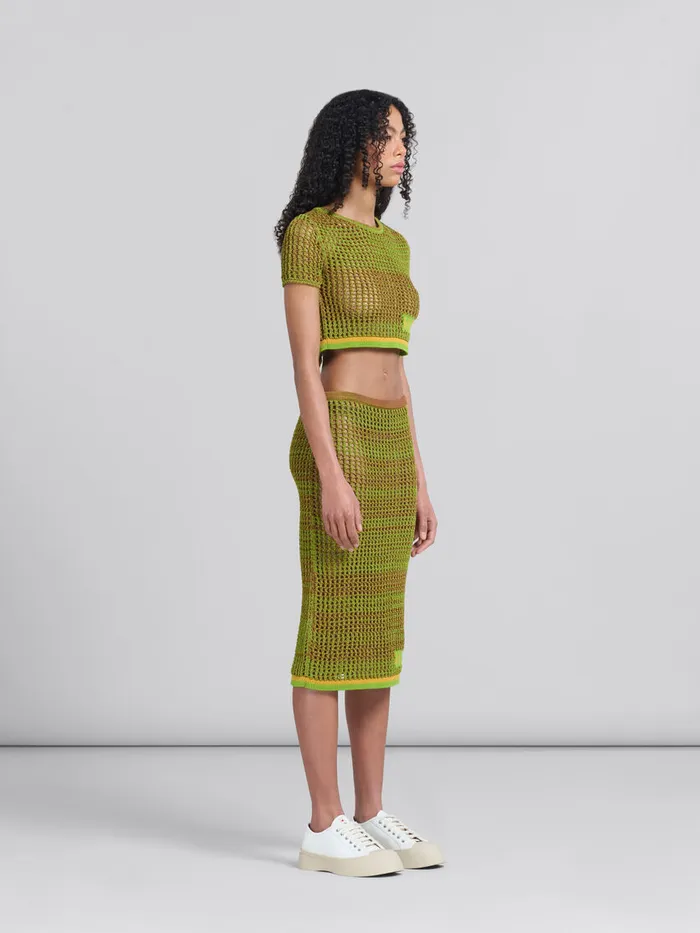 Green Organic Cotton Net Midi Skirt Women Marni Skirts