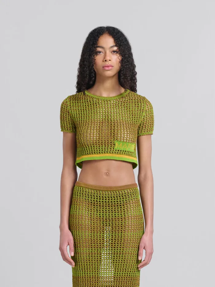 Green Organic Cotton Net Tshirt Women Marni Matching Sets