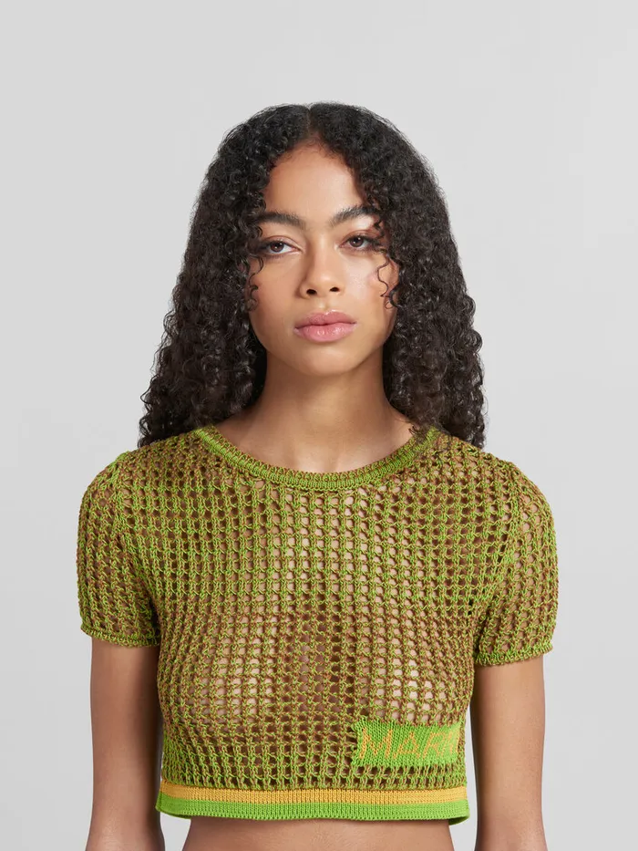 Green Organic Cotton Net Tshirt Women Marni Matching Sets