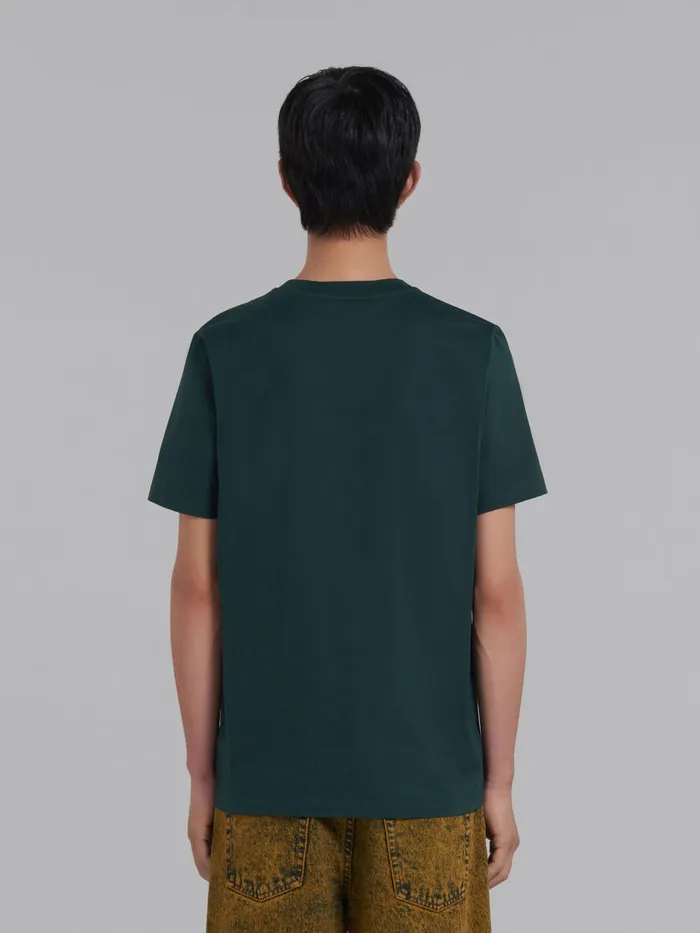 Green Organic Cotton Tshirt With Marni Patch Men Marni Tops and TShirts