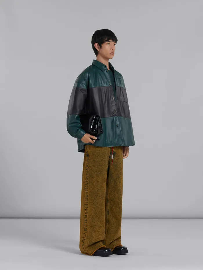Green Organic Cotton Tshirt With Marni Patch Men Marni Tops and TShirts