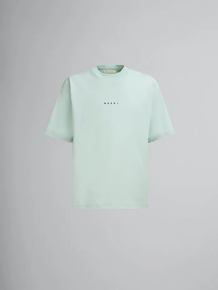 Green Organic Cotton Tshirt With Mini Marni Logo Men Marni Tops and TShirts