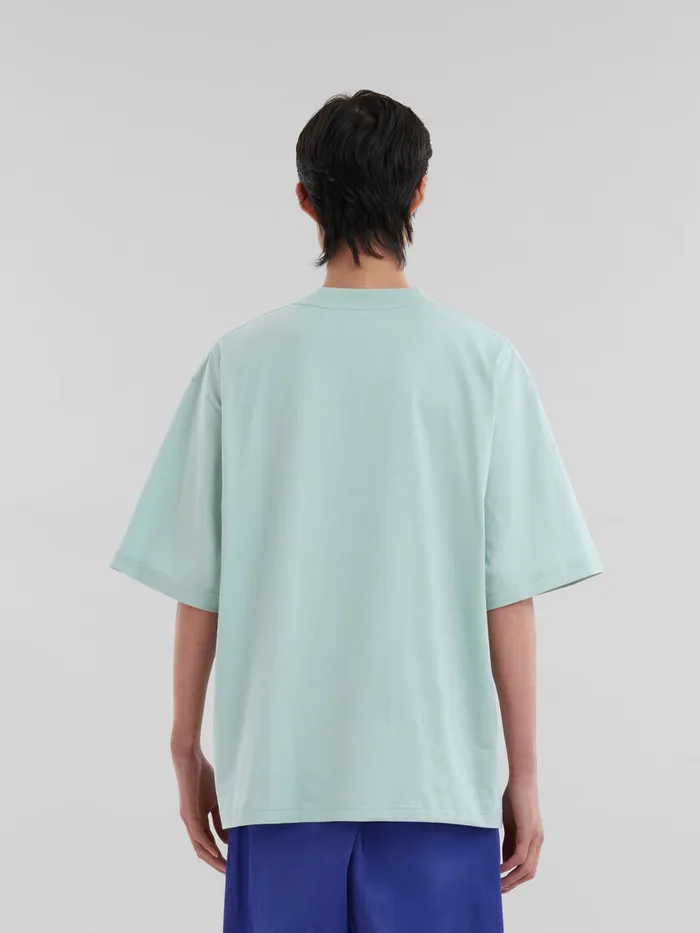 Green Organic Cotton Tshirt With Mini Marni Logo Men Marni Tops and TShirts