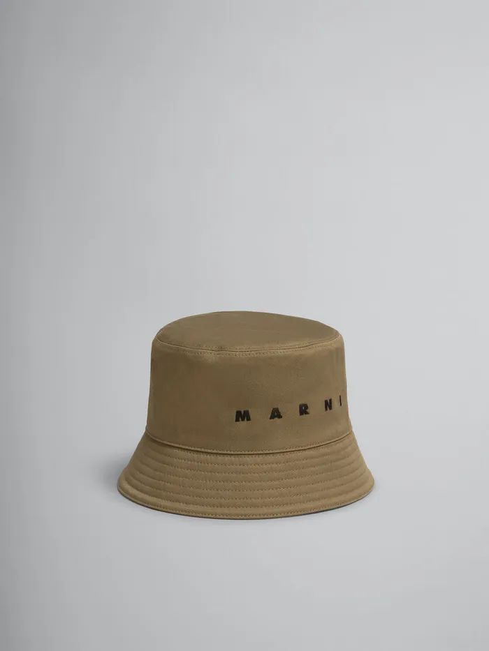 Green Organic Gabardine Bucket Hat With Embroidered Logo Men Marni Hats