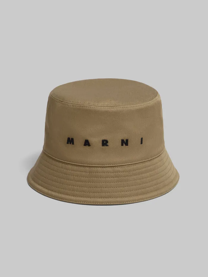 Green Organic Gabardine Bucket Hat With Embroidered Logo Men Marni Hats