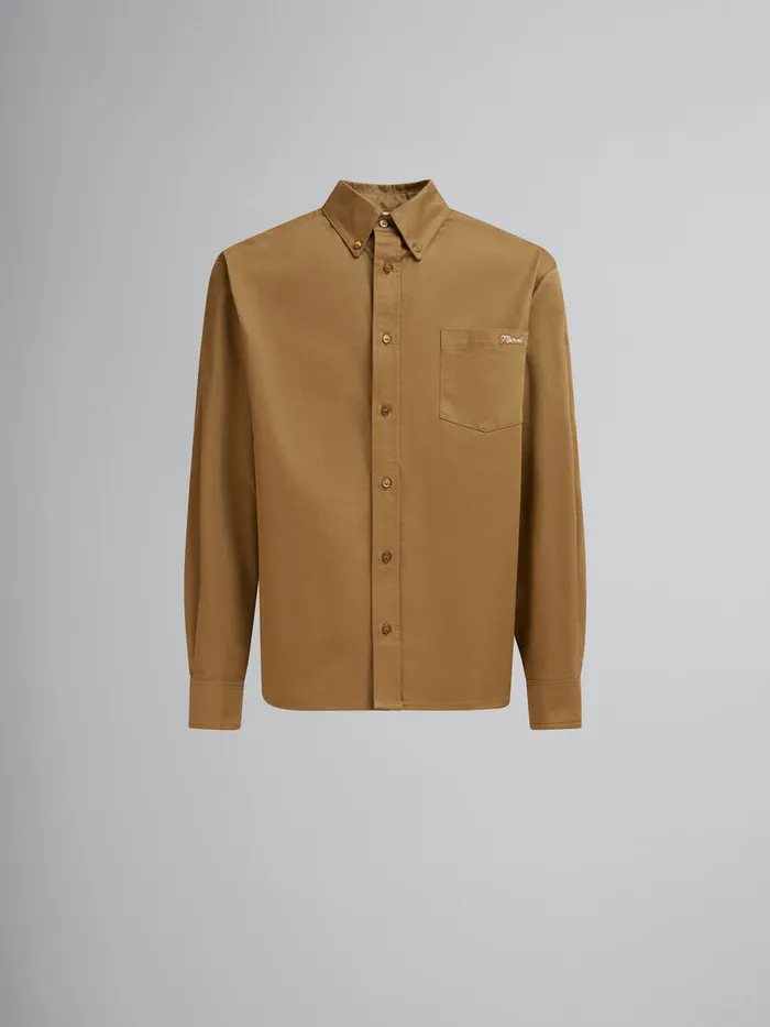 Green Organic Gabardine Shirt With Marni Patch Men Marni Tops and TShirts