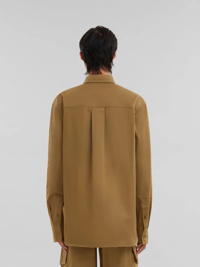 Green Organic Gabardine Shirt With Marni Patch Men Marni Tops and TShirts