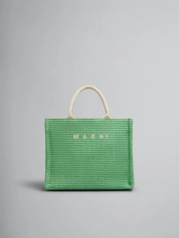 Green Raffiaeffect Small Tote Bag Women Marni Tote Bags
