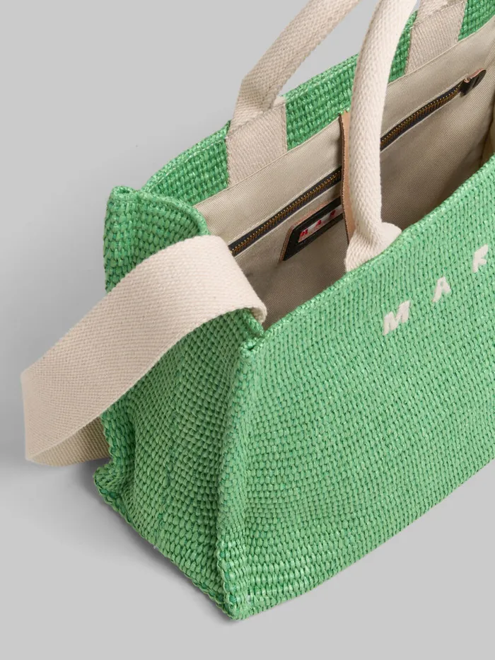 Green Raffiaeffect Small Tote Bag Women Marni Tote Bags