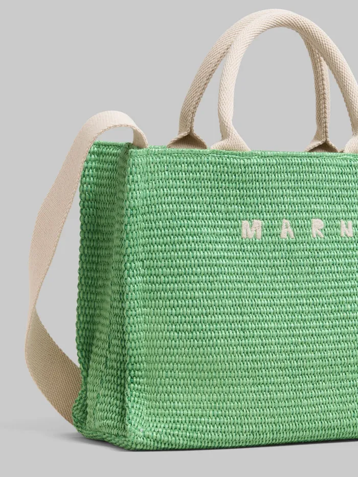 Green Raffiaeffect Small Tote Bag Women Marni Tote Bags