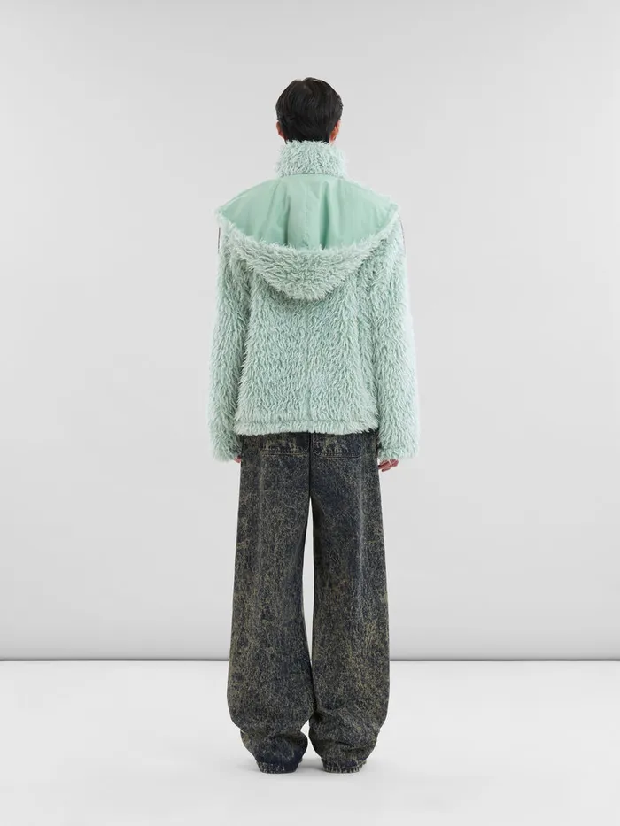 Green Shaggy Jacket With Detachable Hood Men Marni Coats and Jackets