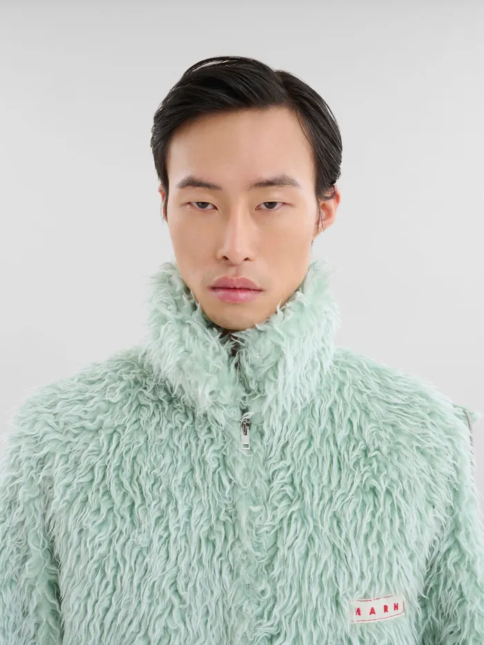 Green Shaggy Jacket With Detachable Hood Men Marni Coats and Jackets